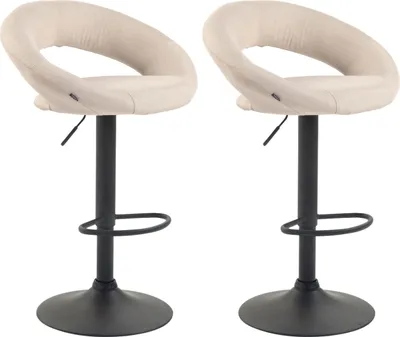 Produktbild von 2er Set Barhocker HLO-CP286 Stoff schwarz  creme