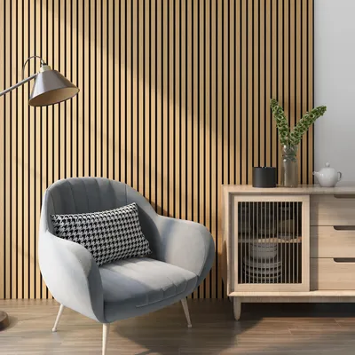 Image de 3D panneau mural acoustique set de 8 'Vang' 5,76 m² imitation chêne, foncé