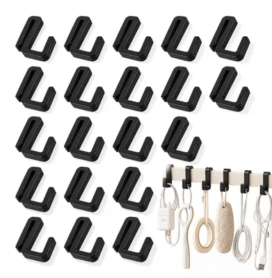 20 Kunststoff-S-Haken, 2 mm flach, robust, schwarz