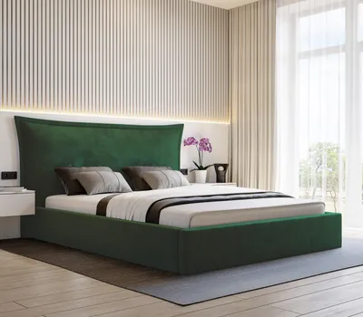 Produktbild von Polsterbett Sofia 140x200 mit zwei Bettkästen und flexibler Rahmen Höhe der Kopfstütze - Metallrahmen - Piano 26 Grün