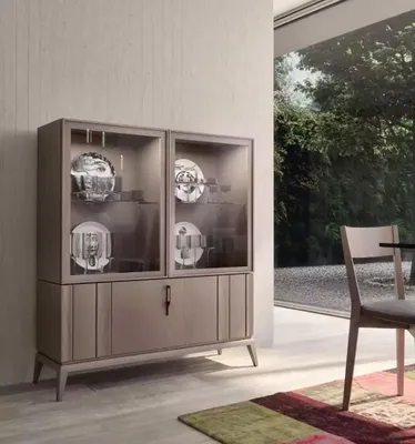 Image de Vitrine en verre, meuble de vitrine, couleur marron, salon, style moderne