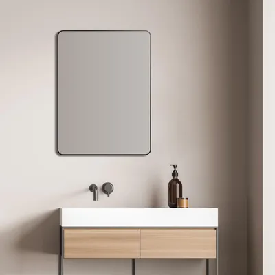 Zdjęcie produktu dla Lustro łazienkowe ścienne - 60 x 80 cm - Aluminiowa rama - Czarny