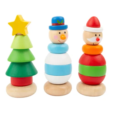 Image de Small Foot - Tour à empiler en bois figurine de Noël, par pièce