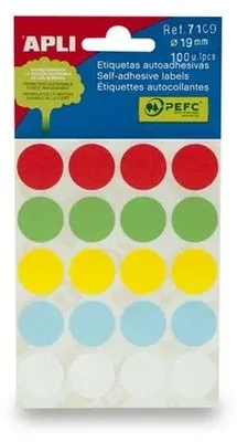 Zdjęcie produktu dla Etykiety samoprzylepne, O 19 Mm, mix kolorów - 100 szt