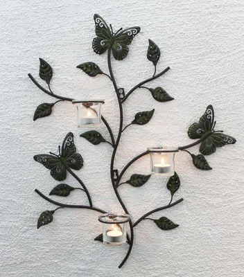 Produktbild von DanDiBo Wandteelichthalter Metall Kerzenständer Wandkerzenhalter für Teellichter 12120 Teelichthalter 62 cm Wandleuchter Kerzenhalter Wand Teelichtglas