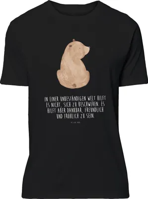 Produktbild von Mr. & Mrs. Panda Tshirt Bär Schulterblick - Schwarz - Geschenk, Teddy, Shirt, S T-Shirt, Spruch-Shirt, Größe, Selbstachtung, Bären, Weltansicht, Weisheit, Motivation