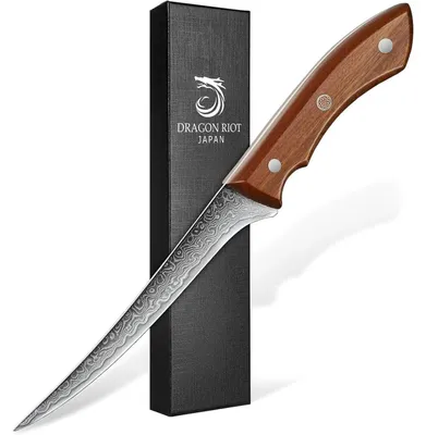 Obrázok produktu pre Nôž na filetovanie, damascénová oceľ, 15 cm, ergonomická drevená rukoväť