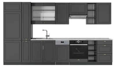 Image de Cuisine Vicco Fame-Line Anthrazit-Gold Landhaus 355cm , PT Marbre, Model 56933