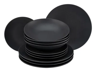 Produktbild von CreaTable, 23144, Soft Touch Schwarz, Tafelservice 12-tlg, Steinzeug