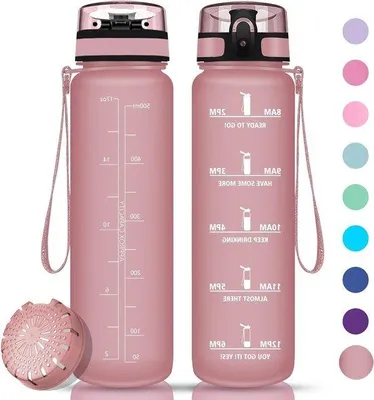 Produktbild von Famanu Trinkflasche 500ml - Auslaufsicher, BPA-frei, mit Fruchtfilter und Zeitmarkierung