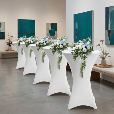 Immagine prodotto di Peviasot 5× Copritavolo da bar elasticizzato bianco, ø 80×110 cm