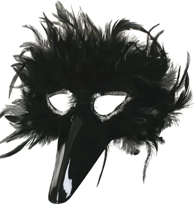 Produktbild von Federdomino Maske Rabe Vogel schwarz mit Gummiband Karneval Fasching Cosplay