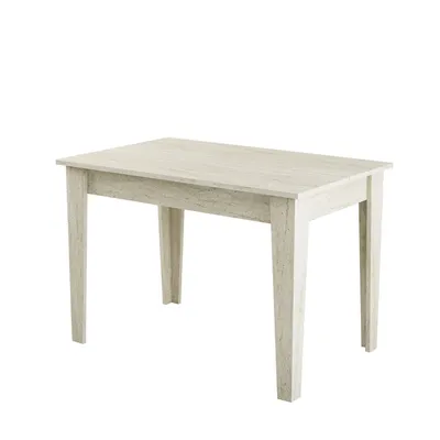 A light-colored wooden table is shown against a white background.