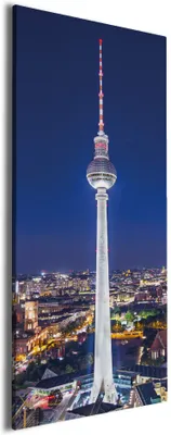 Produktbild von Wallario Premium Leinwandbild Fernsehturm Berlin bei Nacht in Größe 60 x 150 cm