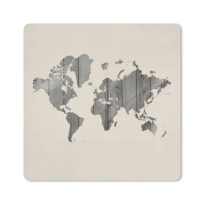 Produktbild von MuchoWow® Mauspad Mousepad Weltkarte - Holz - Grau 30x30 cm - Mousepads - Maus Mat - Pad - Mausunterlage - Gaming