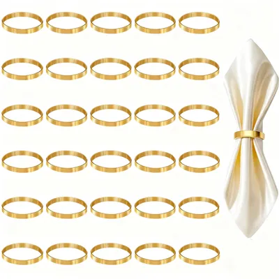 Serviettenringe, 30 Stück, Metall, gold, rund, 4,2 cm