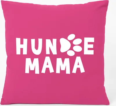 Produktbild von Huuraa Kissen Hundemama Tapse 40x40cm mit Füllung Fuchsia Baumwolle Dekokissen Geschenkidee