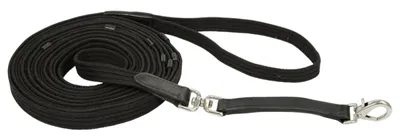 Produktbild von Covalliero Longierleine mit Lederstegen schwarz, Farbe:schwarz