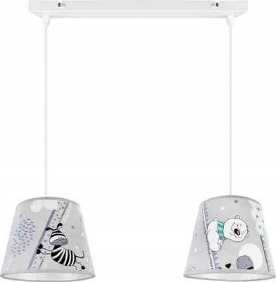 Produktbild von Hängelampe für Kinderzimmer - Deckenlampe - Pendelleuchte aus Metall mit Lampenschirm - Klassisch 2-Flammig, Grau und Blau, Ladybird