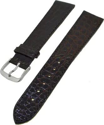 Produktbild von Uhrenarmband Lederband Dunkelbraun TiT Kroko 20mm Dornschließe Silber