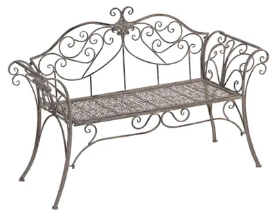 Produktbild von Lesli Living Gartenbank Bank "Viva la Vida" Stahl, grau Vintagelook