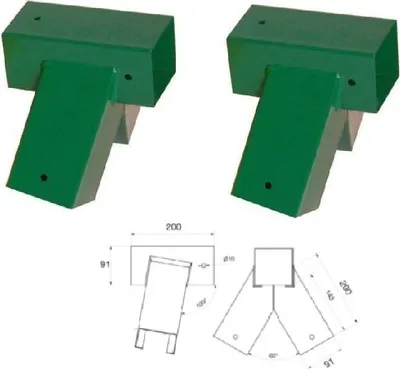 Obrázek produktu pro Wippchen-Shop 2 houpačkové spojky 90/90 mm 100° zelený čtverec dřevěné houpačky lešení pro dětská hřiště