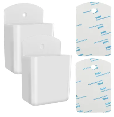 Zdjęcie produktu dla Uchwyt na pilota - Biały - Zestaw 2 szt. - 9,9 x 6,5 cm - Samoprzylepny i montaż na ścianie