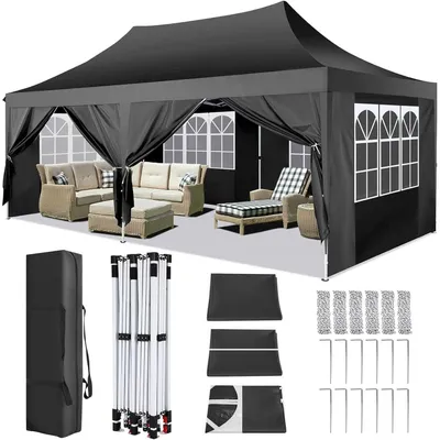 Produktbild von Pavillon – Gartenpavillon – Partyzelt – Gartenzelt – Pop-up-System – Stabil – Faltzelt – mit 6 Seitenwänden