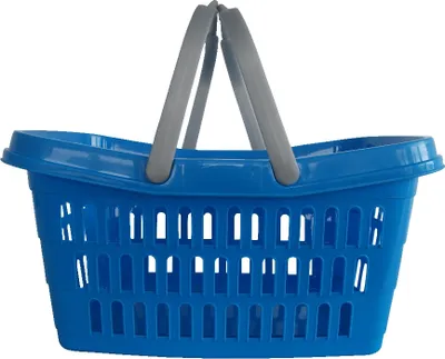 Produktbild von EUROHOME Wäschekorb, 60x37x28 cm, mit Henkel, abwaschbar, robust, platzsparend, Kunststoff, azurblau