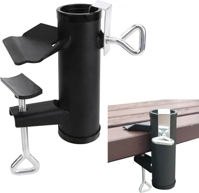 Imagen del producto de Soporte para sombrilla para balcón, ajustable, placa de sujeción de 8 cm, resistente al viento