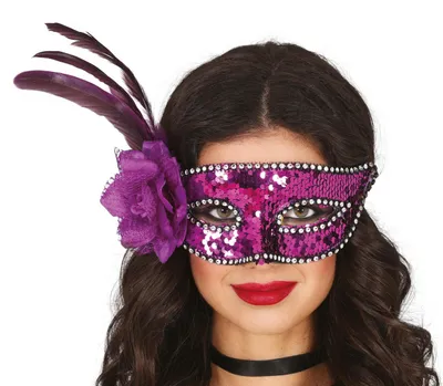 Produktbild von Guirca Paillettenmaske Mit Feder One Size