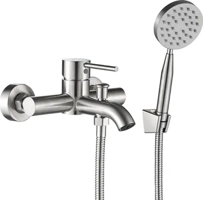 Produktbild von Wandmontierte Badewannenarmatur mit Duschset Silber NOIA BNK_211D
