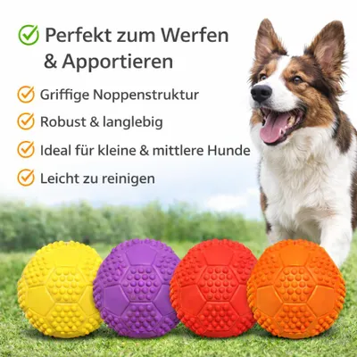 Produktbild von Hundespielzeug Hunde Dog Spielball ORANGE Quietscher Ball Sportball 7 cm