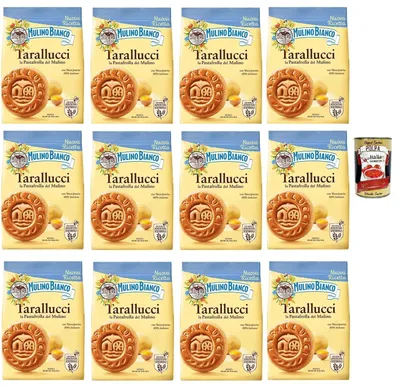 Produktbild von Mulino Bianco Tarallucci - Shortbread-Shortbread-Kekse mit Frischen Eiern - Italienische Kekse Biscuit 12x 350g + Italian Gourmet polpa 400g