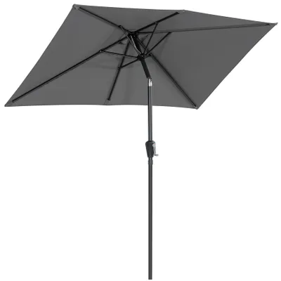 Produktbild von Avestar 212 x 134 cm Rechteckiger Sonnenschirm, Gartenschirm mit Kurbel, kippbar, wasserabweisender Outdoor-Schirm mit 6 Speichen, UV-Schutz, Grau