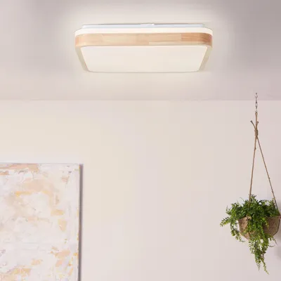 Produktbild von LED Deckenlampe, 40 x 40 cm, 2400 lm, 3000 K, Holz hell/weiß