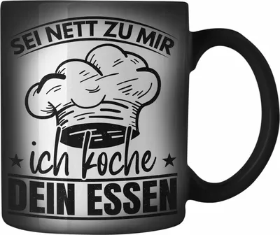 Produktbild von Trendation - Koch Geschenk Farbwechsel Zauber-Tasse Sternekoch Geschenkidee Lustiger Spruch Sei Nett Zu Mir Ich Koche Dein Essen (Schwarz)