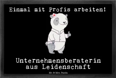 Produktbild von Mr. & Mrs. Panda fußmatte Unternehmensberaterin Leidenschaft 40 x 60 cm - Schwarz - Geschenk, Bodenvorleger, Gummimatte, Schmutzfänger, Schmutzfangmatte, Schmutzmatte