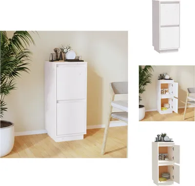 Produktbild von vidaXL Sideboard Weiß 31,5x34x75 cm Massivholz Kiefer - Sideboards