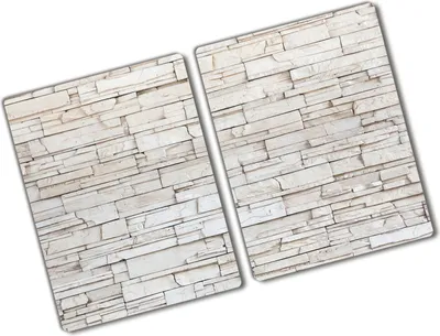 Produktbild von Tulup Glas Herdabdeckplatte - 2x40x52 cm - Glaskeramikkochfeld-Abdeckung Spritzschutz Glasabdeckplatte Kochplattenabdeckung und Schneidebrett - Zweiteilig - Kunst: modern & klassisch - Weiße Steinmauer - Weiß