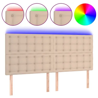 Produktbild von vidaXL LED Kopfteil Cappuccino-Braun 200x5x118/128cm Kunstleder