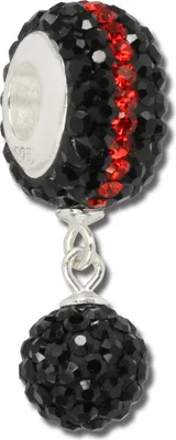 Produktbild von SilberDream schwarz rot Bommel Kristall Damen Schmuck 925 Silber Bead GSB402