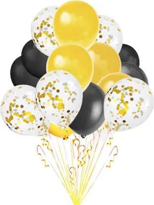 Produktbild von Oblique Unique Konfetti Luftballon Set 15 Stk Hochzeit JGA Geburtstag schwarz gold