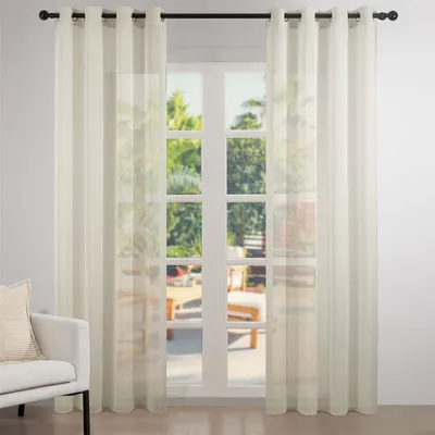 Produktbild von Gardinen mit Ösen Halbtransparent Leinenoptik 2er Set 225x140 cm Beige