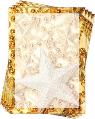 Produktbild von Motivpapier Briefpapier (Weihnachten-5183, DIN A4, 100 Blatt) wunderschöne glänzende goldene Sterne und Kugeln