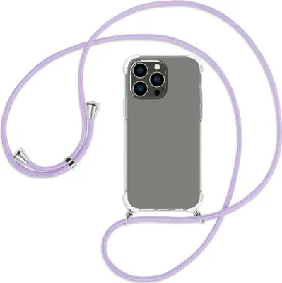 Produktbild von Handykette Backcover-Schutzhülle mit Band (Metall silberfarben) für Apple iPhone 14 Pro Max (6.7'') - violett