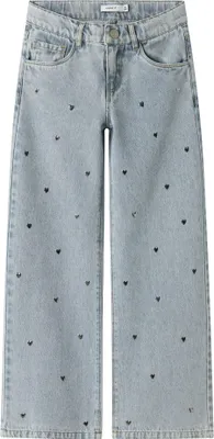 Produktbild von Name It Rose Wide Hearts Stud Jeans Mädchen
