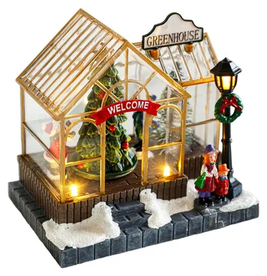Weihnachtslichthaus aus Holz, leuchtend, 16x16x12 cm, Tischdeko