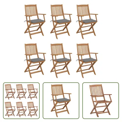Produktbild von The Living Store Klappbare Gartenstühle 6 Stk. mit Kissen Massivholz Akazie