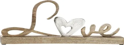 Obrázok produktu pre Gilde nápis "Love" na drevenom podklade mangové drevo, hliníkové srdce dĺžka 41,0 cm šírka 5,0 cm výška 15,0 cm 48782